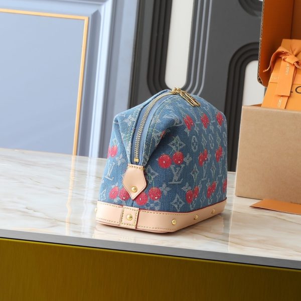 LOUIS VUITTON X TAKASHI MURAKAMI COSMETIC POUCH GM DENIM BLUE  27CM M13893