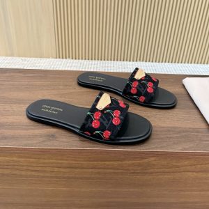 LOUIS VUITTON X TAKASHI MURAKAMI LILY FLAT MULE BLACK