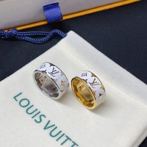 LOUIS VUITTON NANOGRAM ENAMEL RING WHITE M1565S