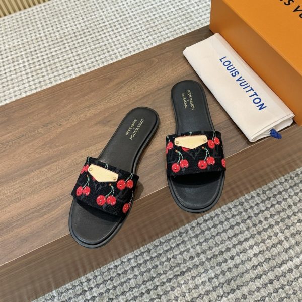 LOUIS VUITTON X TAKASHI MURAKAMI LILY FLAT MULE BLACK