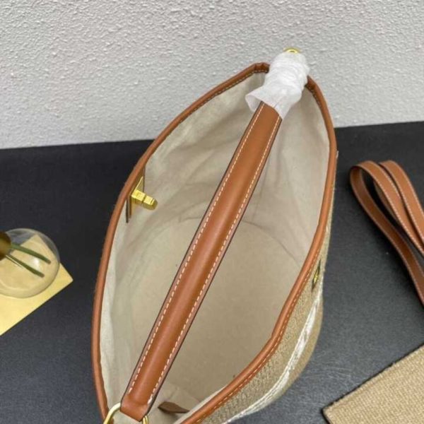 CELINE 16 BUCKET BAG IN TEXTILE WITH PRINT AND SMOOTH BEIGE TAN 25CM 1955720JB 02ET