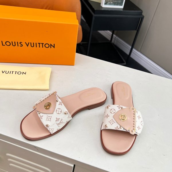 LOUIS VUITTON LV FRAME FLAT MULE DUNE BEIGE 1AHMSB