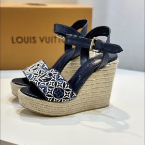 LOUIS VUITTON HELIOS WEDGE ESPADRILLE MARINE 1AHLKQ