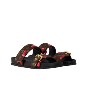 LOUIS VUITTON X TAKASHI MURAKAMI BOM DIA FLAT COMFORT MULE BROWN 1AHM03