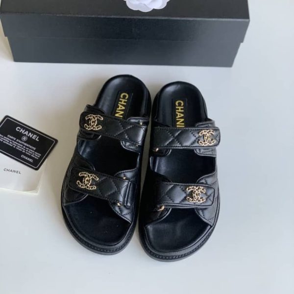 CHANEL CC DIAMOND QUILT SANDAL BLACK G45507 B15805 94305