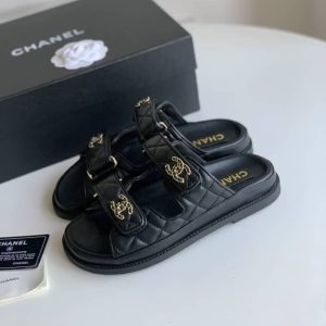 CHANEL CC DIAMOND QUILT SANDAL BLACK G45507 B15805 94305