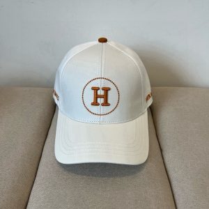 HERMES BASEBALL CAP WHITE H LOGO