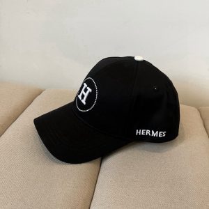 HERMES BASEBALL CAP BLACK H LOGO