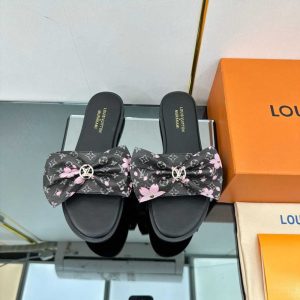LOUIS VUITTON X TAKASHI MURAKAMI LILY FLAT MULE MONOGRAM BLACK