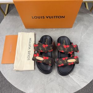 LOUIS VUITTON X TAKASHI MURAKAMI MULE PLANO POOL PILLOW COMFORT CHOCOLATE BROWN 1AHME4