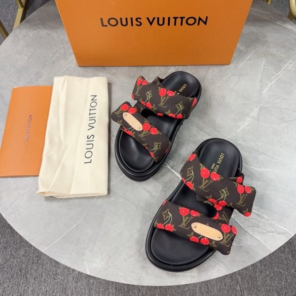 LOUIS VUITTON X TAKASHI MURAKAMI MULE PLANO POOL PILLOW COMFORT CHOCOLATE BROWN 1AHME4