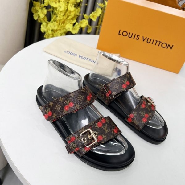 LOUIS VUITTON X TAKASHI MURAKAMI BOM DIA FLAT COMFORT MULE BROWN 1AHM03