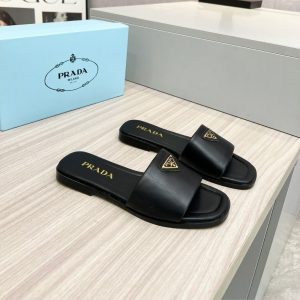 PRADA SAFFIANO PATENT LEATHER SLIDES BLACK 1XX730 3A9S F0002 F 010