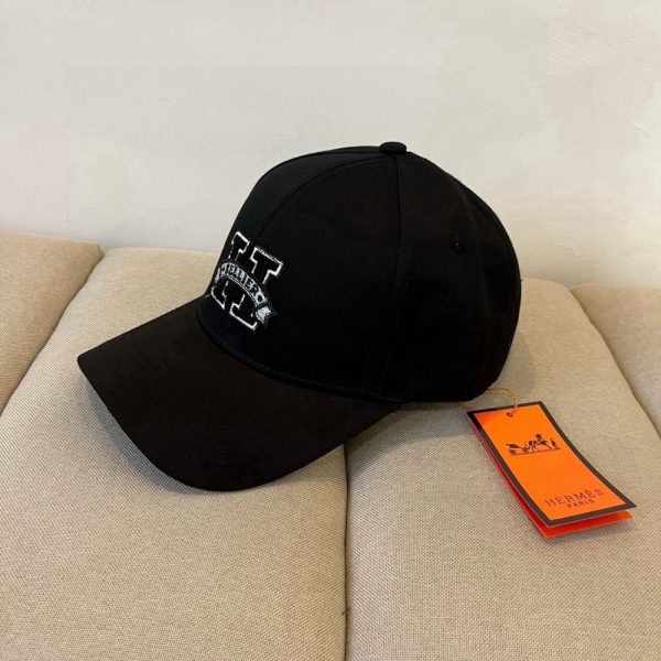HERMES DAVIS H SELLIER CAP BLACK
