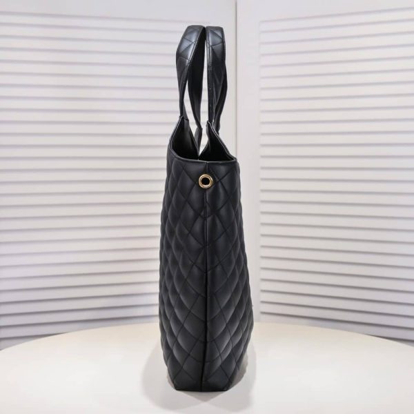 SUMMER SET: SAINT LAURENT ICARE MAXI SHOPPING BAG IN QUILTED BLACK  &  LOGO SLIPPERS BLACK