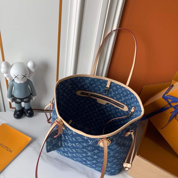 LOUIS VUITTON NEVERFULL MM BAG DENIM BLUE 32CM M13192