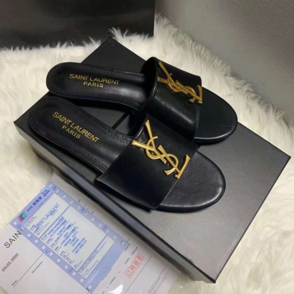SUMMER SET: SAINT LAURENT ICARE MAXI SHOPPING BAG IN QUILTED BLACK  &  LOGO SLIPPERS BLACK