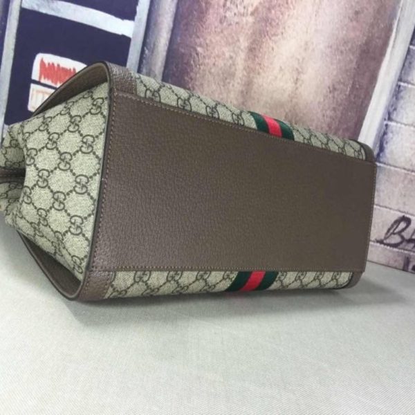 SUMMER SET: GUCCI OPHIDIA GG MEDIUM TOP HANDLE TOTE BAG & ZIP AROUND WALLET BROWN