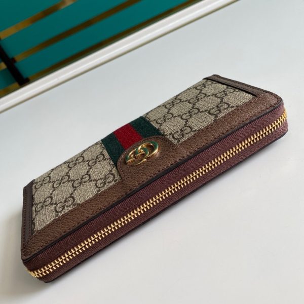 SUMMER SET: GUCCI OPHIDIA GG MEDIUM TOP HANDLE TOTE BAG & ZIP AROUND WALLET BROWN