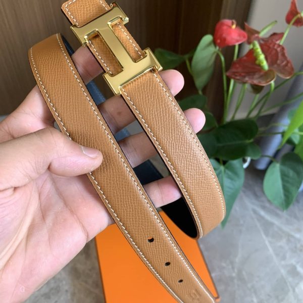 SUMMER SET: HERMES GARDEN PARTY 30 HANDBAG CANVAS ORANGE &  BELT TOGO SWIFT GOLD BUCKLE BROWN