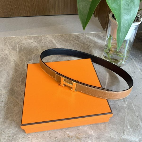 SUMMER SET: HERMES GARDEN PARTY 30 HANDBAG CANVAS ORANGE &  BELT TOGO SWIFT GOLD BUCKLE BROWN