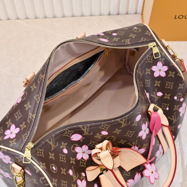 SUMMER SET: LOUIS VUITTON X TAKASHI MURAKAMI KEEPALL BANDOULIÈRE 45 BROWN 45CM & ZIPPY WALLET SAKURA BROWN 19CM