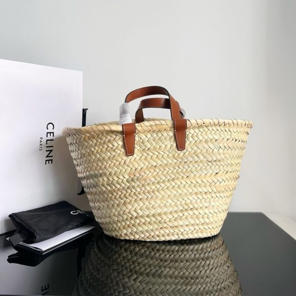 SUMMER SET: CELINE TEEN CELINE CLASSIC PANIER IN PALM LEAVES TAN & HERMES SLIPPERS FLAT ORAN BROWN H021056Z