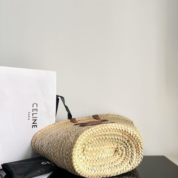 SUMMER SET: CELINE TEEN CELINE CLASSIC PANIER IN PALM LEAVES TAN & HERMES SLIPPERS FLAT ORAN BROWN H021056Z