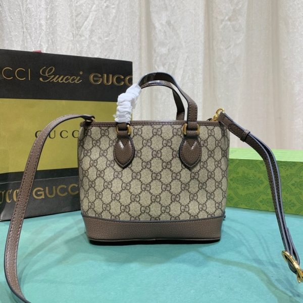 SUMMER SET: GUCCI OPHIDIA MINI TOTE BAG BEIGE AND EBONY 22CM & CANVAS BUCKET HAT WITH DOUBLE G BROWN