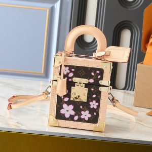 LOUIS VUITTON X TAKASHI MURAKAMI CAMERA BOX BAG SAKURA BROWN 17CM M14173