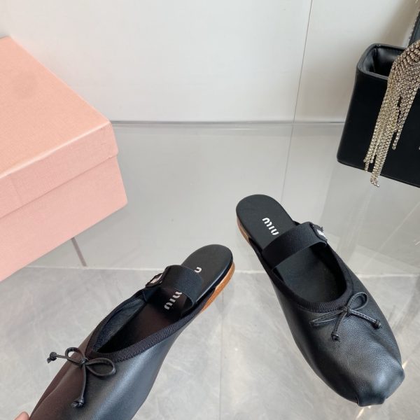 MIUMIU LEATHER BALLERINA MULES BLACK 5F451E XUU F0002 F 005