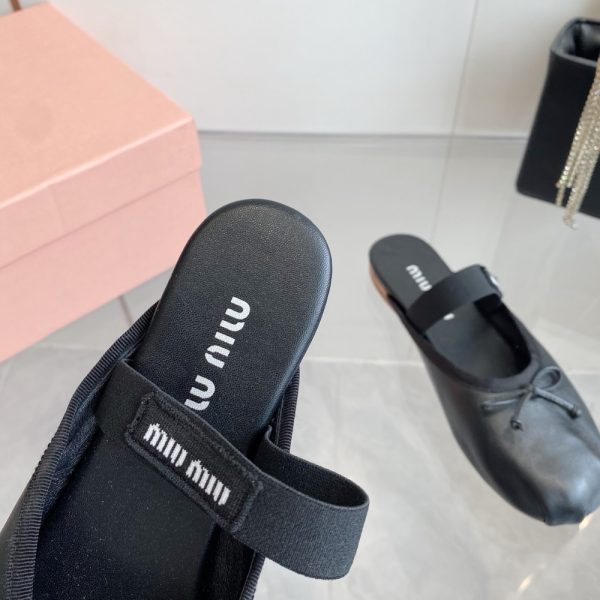 MIUMIU LEATHER BALLERINA MULES BLACK 5F451E XUU F0002 F 005