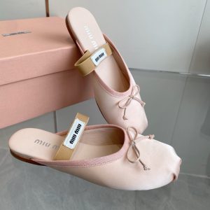 MIUMIU SATIN BALLERINA MULES ORCHID PINK 5F451E QU6 F0615 F 005