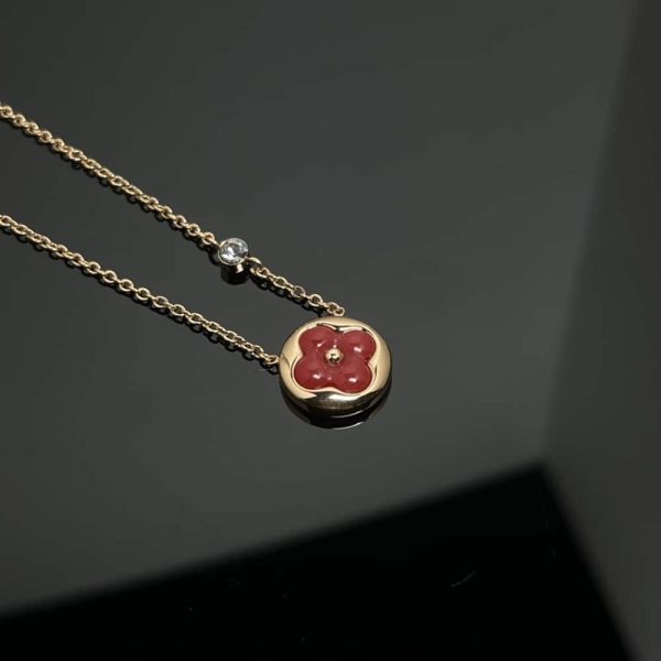 LOUIS VUITTON COLOR BLOSSOM BB SUN PENDANT PINK GOLD NECKLACE RED Q93826