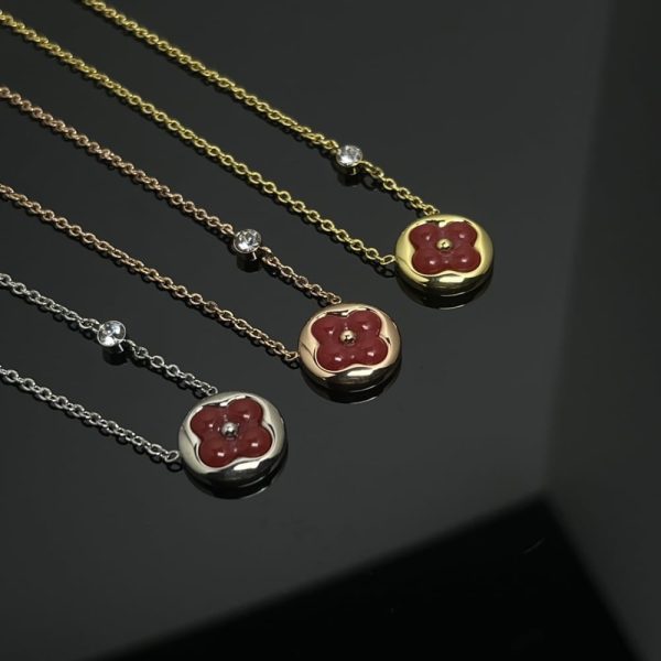 LOUIS VUITTON COLOR BLOSSOM BB SUN PENDANT PINK GOLD NECKLACE RED Q93826
