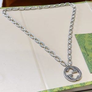 GUCCI ARABESQUE INTERLOCKING G CHAIN NECKLACE STERLING SILVER