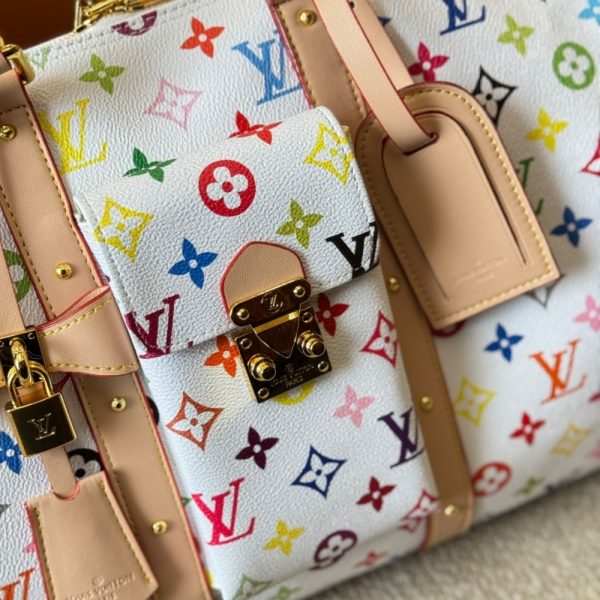 SUMMER SET: LOUIS VUITTON X MURAKAMI KEEPALL BANDOULIÈRE 45 BAG MULTICOLORE BLANC 45CM & ZIPPY WALLET WHITE MULTICOLORED