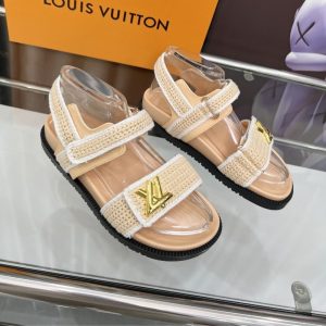 LOUIS VUITTON LV SUNSET COMFORT SANDAL BEIGE AND WHITE 1AHKJ3