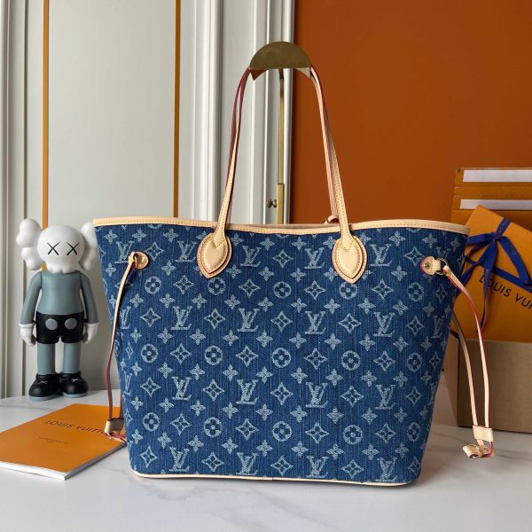 LOUIS VUITTON NEVERFULL MM BAG DENIM BLUE 32CM M13192
