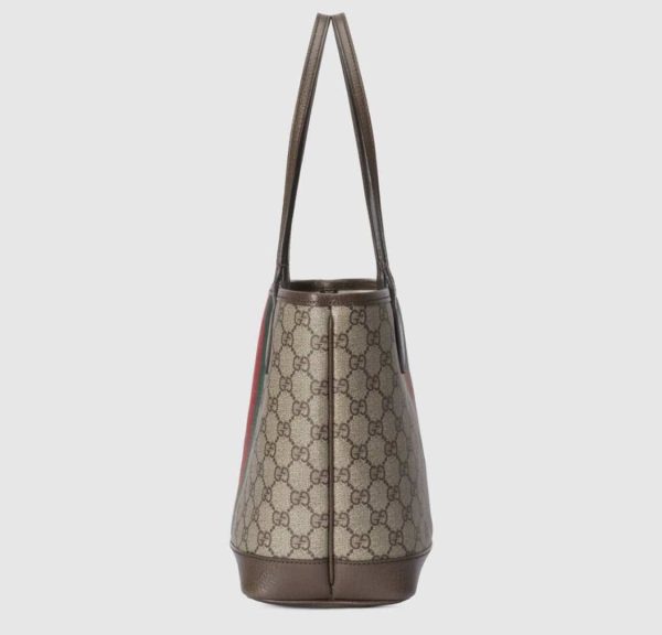 SUMMER SET: GUCCI OPHIDIA SMALL TOTE BAG BEIGE AND EBONY GG 25CM & GG SSIMA SOFT WEB FEDORA HAT BEIGE