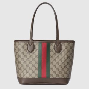 SUMMER SET: GUCCI OPHIDIA SMALL TOTE BAG BEIGE AND EBONY GG 25CM & GG SSIMA SOFT WEB FEDORA HAT BEIGE