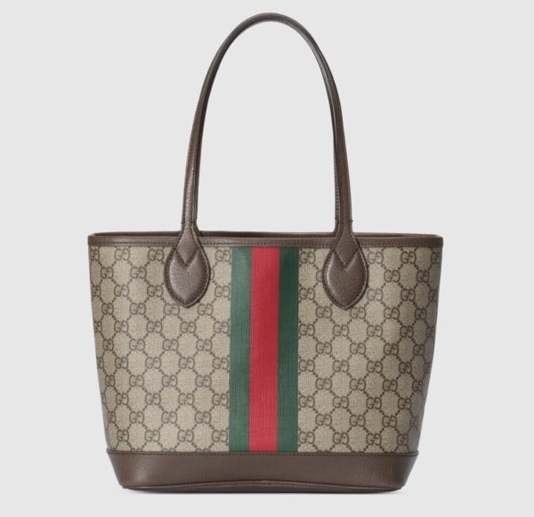 SUMMER SET: GUCCI OPHIDIA SMALL TOTE BAG BEIGE AND EBONY GG 25CM & GG SSIMA SOFT WEB FEDORA HAT BEIGE
