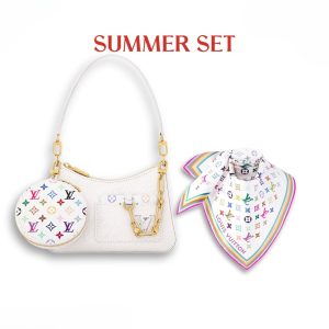 SUMMER SET:  LOUIS VUITTON X MURAKAMI MARELLINI BAG WHITE & MONOGRAM MULTICOLOR WHITE
