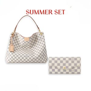 SUMMER SET: LOUIS VUITTON GRACEFUL PM DAMIER AZUR & SARAH WALLET DAMIER AZUR