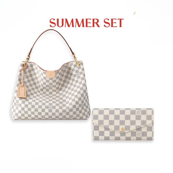 SUMMER SET: LOUIS VUITTON GRACEFUL PM DAMIER AZUR & SARAH WALLET DAMIER AZUR