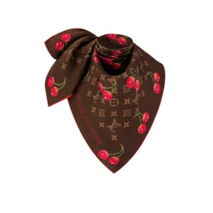 LOUIS VUITTON X TAKASHI MURAKAMI MONOGRAM CERISE SQUARE 90 BROWN 90CM M96094
