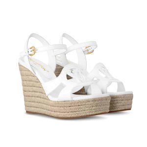 LOUIS VUIITON LV ISOLA WEDGE SANDAL WHITE 1ACI8O