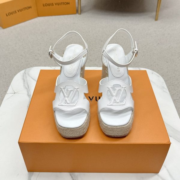 LOUIS VUIITON LV ISOLA WEDGE SANDAL WHITE 1ACI8O