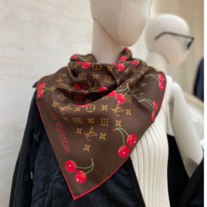 LOUIS VUITTON X TAKASHI MURAKAMI MONOGRAM CERISE SQUARE 90 BROWN 90CM M96094