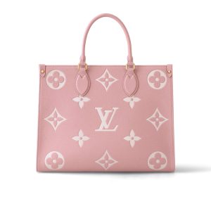 LOUIS VUITTON ONTHEGO MM MONOGRAM EMPREINTE LEATHER TRIANON PINK 33CM M46286